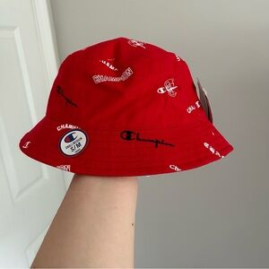 red reversible champion bucket hat